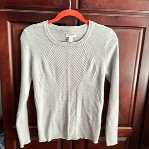 Nine West  Sweater - Gray with Silver Metallic Tread Size PXL